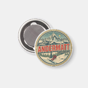 Vintage ANDERMATT ski Switzerland Swiss Alps gifts Magnet