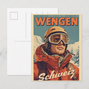 Vintage ANDERMATT ski Switzerland Swiss Alps gifts Postcard