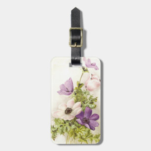 Vintage Anemone Flower Luggage Tag