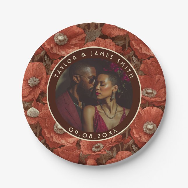 Vintage Anemones Plates For Wedding Memories (Front)