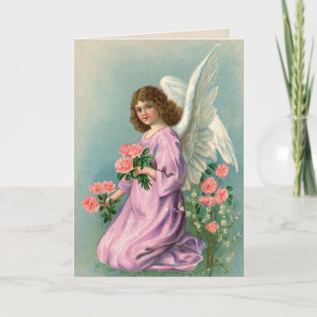 Vintage Angel and Roses Card (Front)