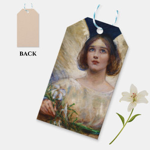 Vintage Angel and White Lilies Elegant Art Gift Tags