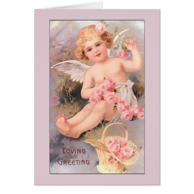 Vintage Angel Card-Angel with Roses (Front)