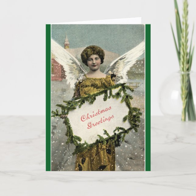 Vintage Angel Christmas Greeting Holiday Card (Front)