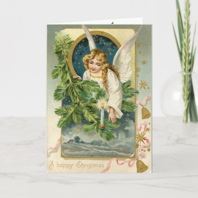 Vintage Angel Christmas Greeting Invitation (Front)