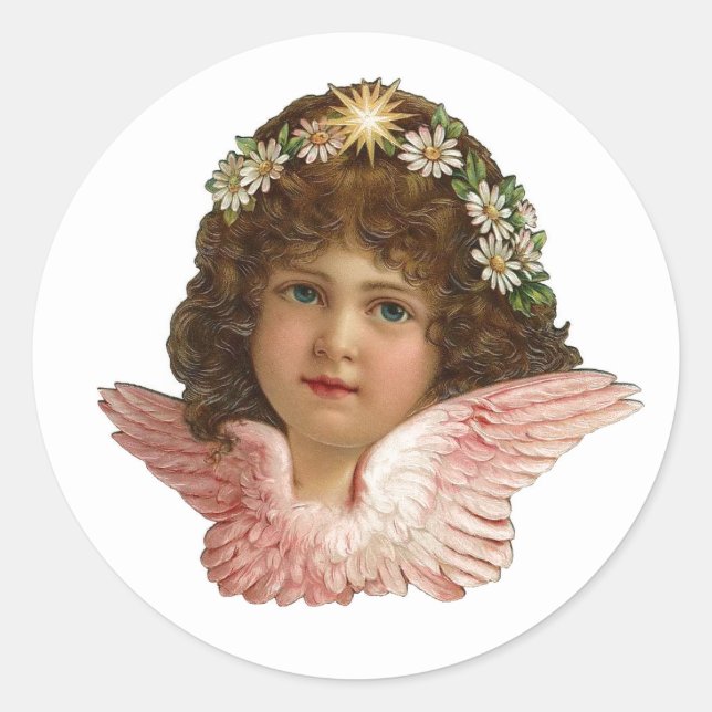VINTAGE ANGEL CHRISTMAS ROUND ENVELOPE SEAL (Front)