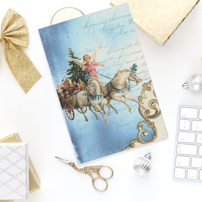 Vintage Angel Christmas Wagon Decoupage Craft Tissue Paper (Creator Uploaded)