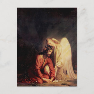 Vintage Angel Comforting Jesus Postcard