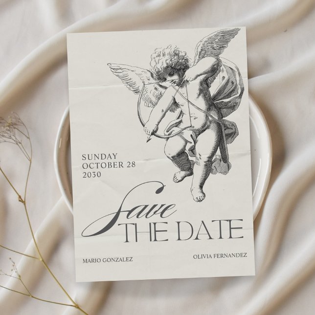 Vintage angel cupid wedding invitation (Creator Uploaded)