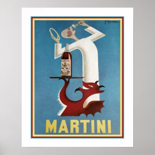 Vintage Angel/Devil Martini Ad Poster