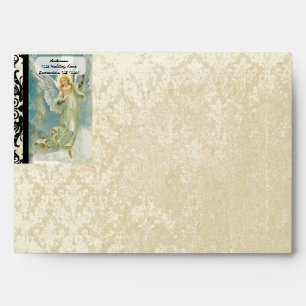 Vintage Angel Distressed Aged Damask Envelopes