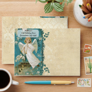 Vintage Angel Distressed Aged Damask Envelopes