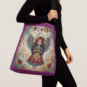 Vintage Angel Folk Art Christmas Crossbody Bag