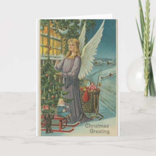 Vintage angel gifts christmas greeting card (Front)