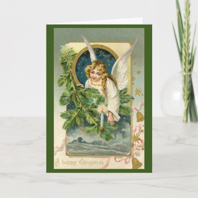 Vintage Angel Happy Christmas Card (Front)