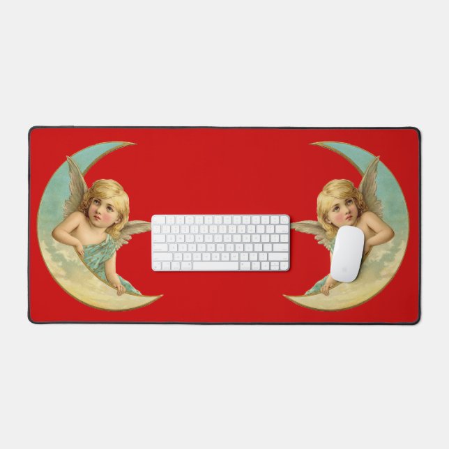 Vintage Angel in Moon Desk Mat (Keyboard & Mouse)