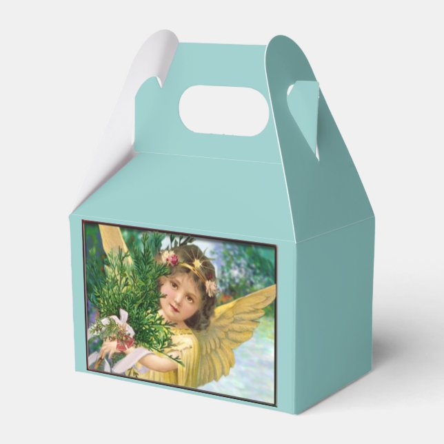 Vintage Angel In The Snow Christmas Favour Box (Front Side)