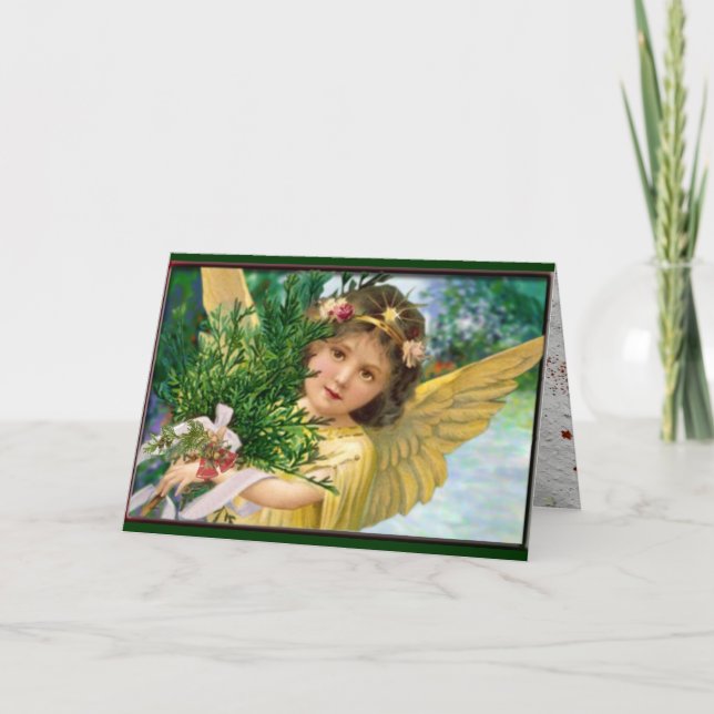 Vintage Angel In The Snow Christmas Holiday Card (Front)