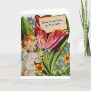 Vintage Angel Little Girl Easter Card