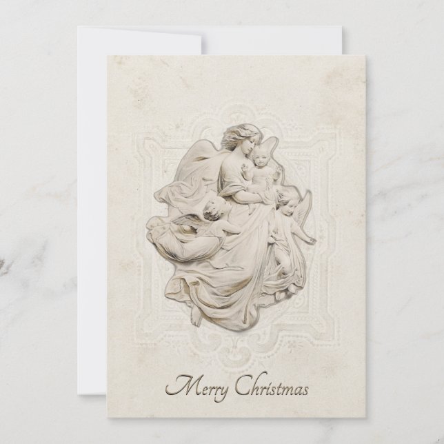 Vintage Angel Merry Christmas Classic Religious Holiday Card (Front)