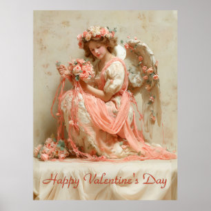 Vintage Angel of Roses Valentine`s Day Poster