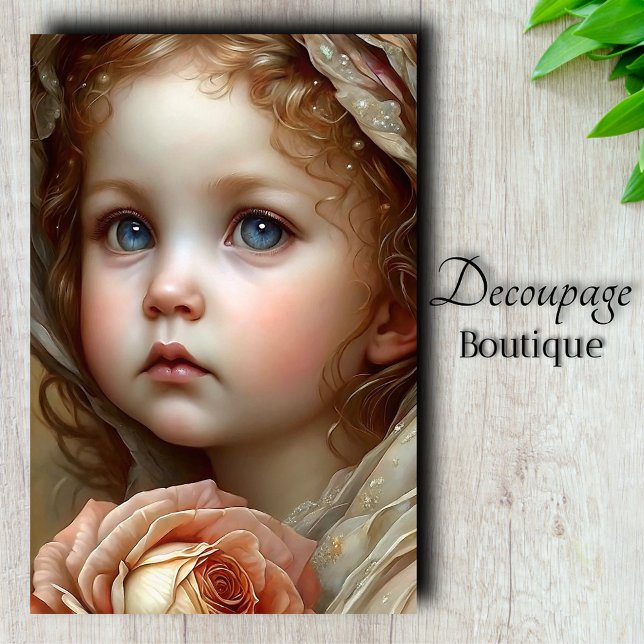 Vintage Angel Portrait Decoupage  Tissue Paper (Vintage Angel Portrail Decoupage Tissue Paper)