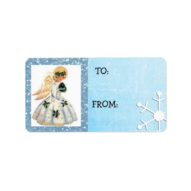 Vintage Angel Snowflake Christmas Gift Tag (Front)