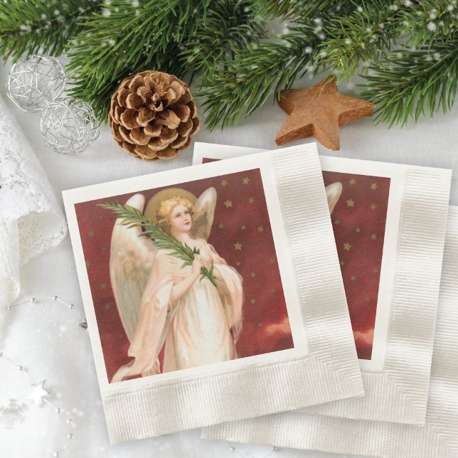 Vintage Angel Spruce Branch Holiday Napkin (Creator Uploaded)