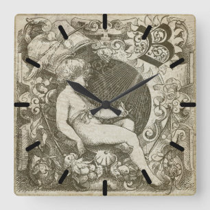Vintage Angel Square Wall Clock