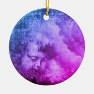 Vintage Angel & Stormy Heaven Sky (Christmas) Ceramic Tree Decoration