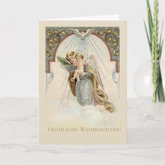 Vintage Angel with Jesus German Christmas Holiday Card (Front)