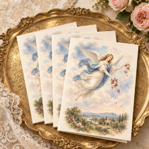 Vintage Angel with Roses Christian Scripture Card