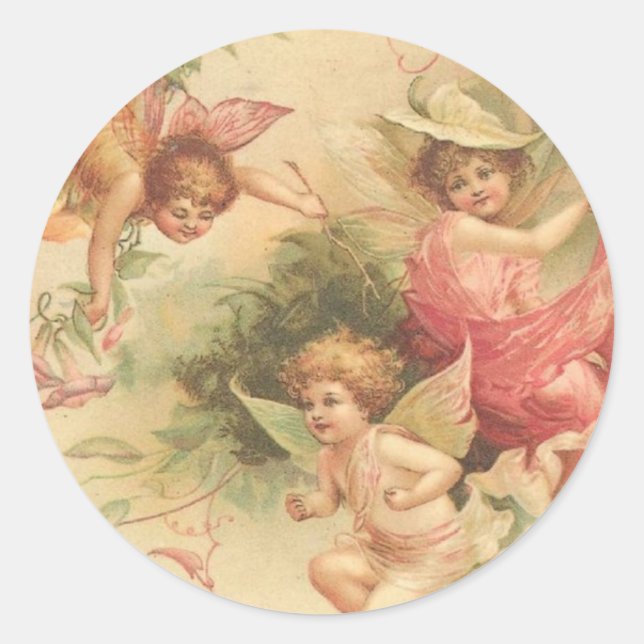 vintage angels classic round sticker (Front)