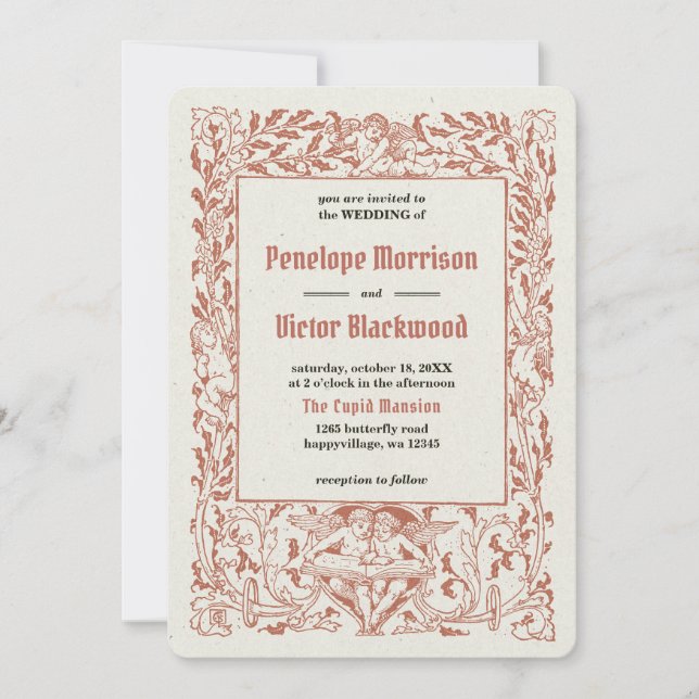 Vintage Angels Frame Wedding Invitation (Front)