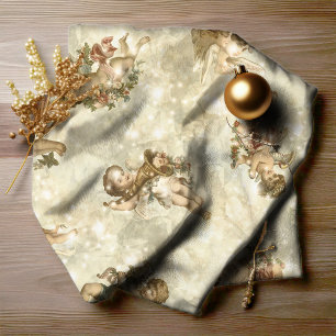 Vintage Angels Glittering Gold ID136 Fabric