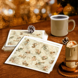 Vintage Angels Glittering Gold ID136 Napkin
