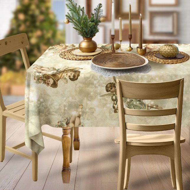Vintage Angels Glittering Gold ID136 Tablecloth (Creator Uploaded)