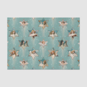 Vintage Angels in Stars with Musical Instruments Tissue Paper
