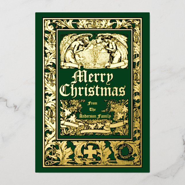 Vintage Angels & Pomegranate Border Christmas (Front)