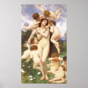 Vintage Angels, Return of Spring by Bouguereau Poster