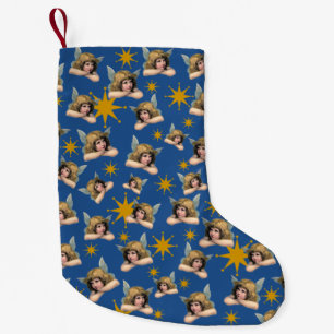 Vintage Angels & Stars Small Christmas Stocking