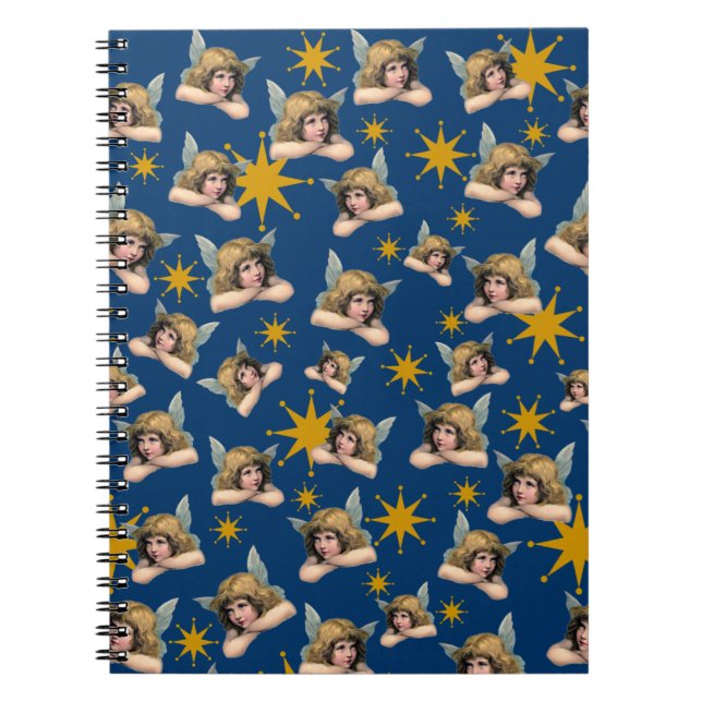 Vintage Angels & Stars Spiral Notebook (Front)