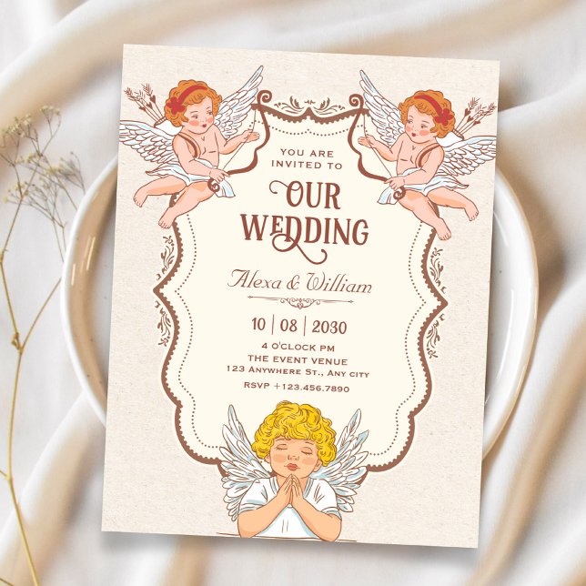 Vintage angels wedding invitation (Creator Uploaded)