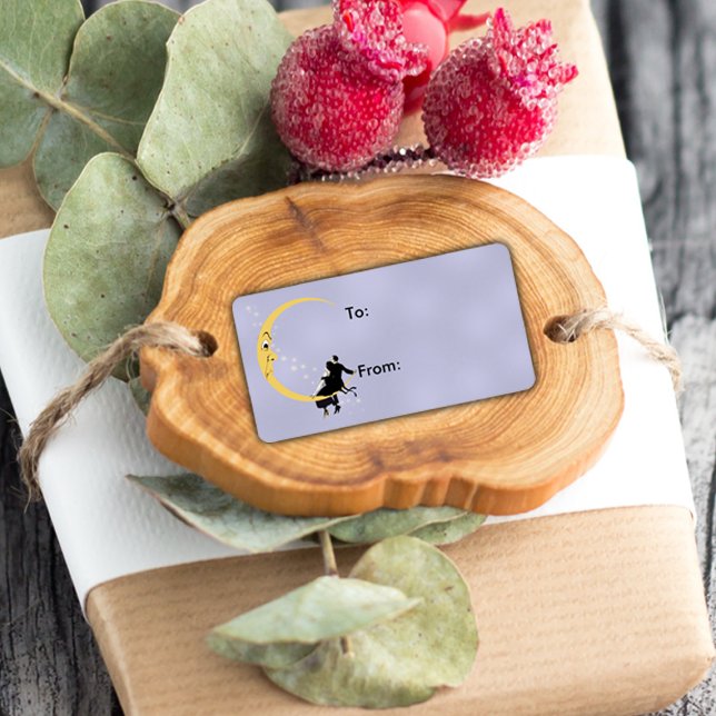 Vintage Angry Crescent Moon Face Stars Couple Label (Creator Uploaded)