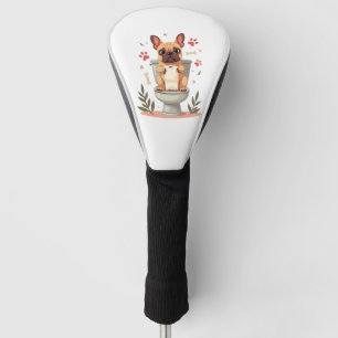 Vintage Angry French Bulldog Holding Toilet Paper Golf Head Cover