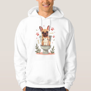 Vintage Angry French Bulldog Holding Toilet Paper  Hoodie
