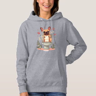 Vintage Angry French Bulldog Holding Toilet Paper Hoodie