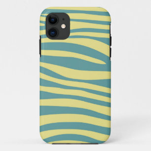 Vintage Animal print skin of Zebra (Yellow, Blue) iPhone 11 Case