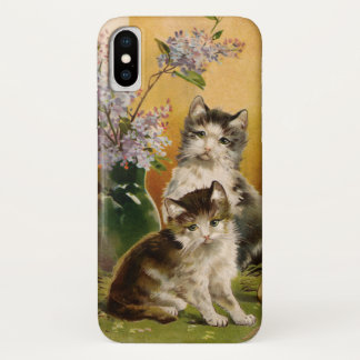 Vintage Animals, Cute Victorian Cats and Flowers Case-Mate iPhone Case
