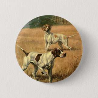 Vintage Animals, English Pointer Hunting Dogs 6 Cm Round Badge